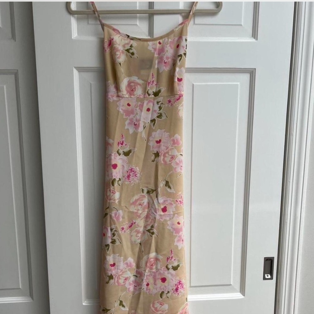 vintage no boundaries tie-back floral maxi dress